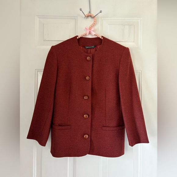 Laura Ashley Jackets & Blazers - Laura Ashley Reddish Orange Brown Wool Blazer Size 4